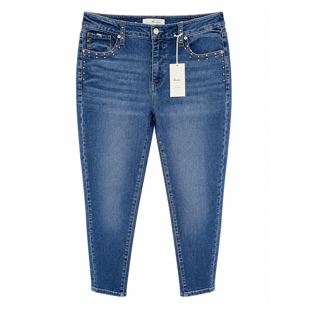 KanCan Womens Skinny Jeans Medium Wash Studded Logo Monogram ML1542LT-SF Size 10